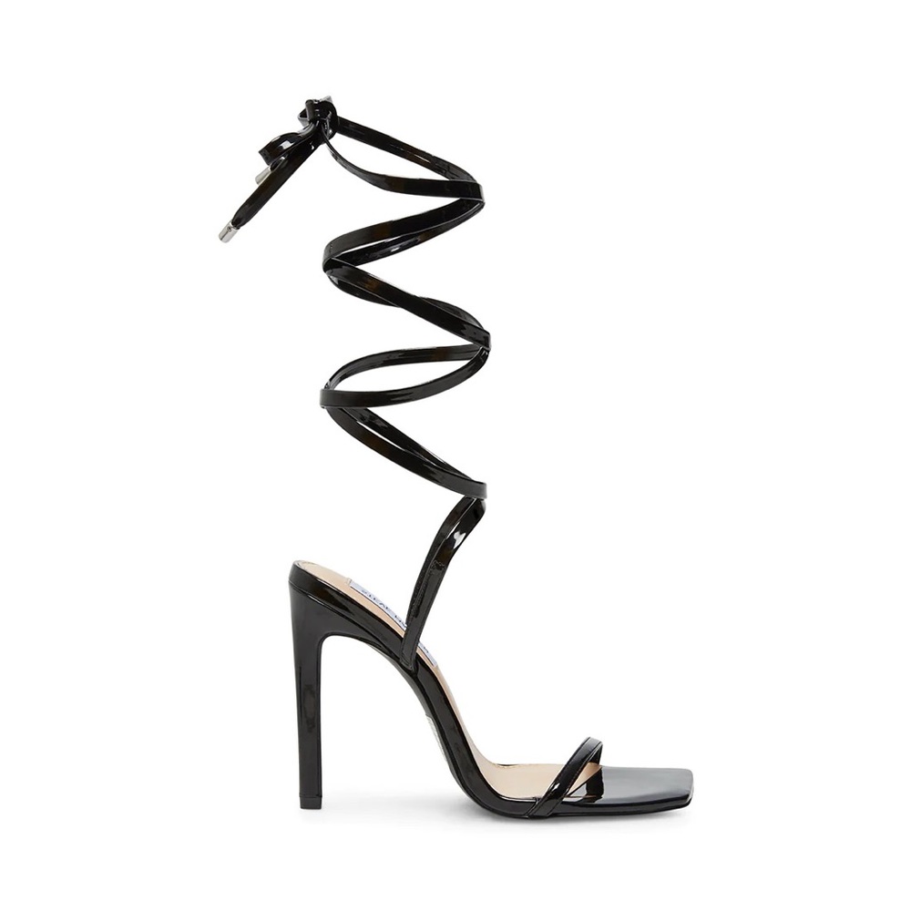 Steve Madden Black Lace Up Patent Heels